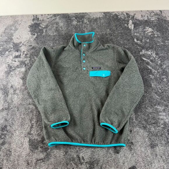 Patagonia Synchilla Snap T Fleece Pullover Teal Gray Women's XS Sweater - Picture 1 of 9